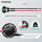 QTEATAK 1/2"(12mm) Pre-Wired Mounting Hole On/Off Green Mini Round Waterproof Momentary Push Button Switch JF-33B -2Pack