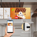 Canlarriz Digital Signage Display 75 inch Wall Mount Digital Menu Board for Restaurants and Stores Advertising Screen 500 nits Ultra-High Brightness 4K UHD Free Web Content Editor Android 4GB + 64GB