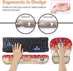 Ergonomic Mouse Pad Wrist Support and Keyboard Wrist Rest Set with Coasters, Non-Slip PU Base, Easy Typing & Pain Relief, Perfect for Home Office Working Studying, Red Glitter Quote Live Laugh Love