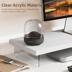 SSWOOD Monitor Stand Riser, Wood & Acrylic Computer Monitor Stand Desk Desktop Organizer Table for Home, Office Workspace, Laptop Riser, Printer, PC & TV Screen Riser
