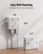 15Ft Long Extension Cord, Surge Protector Power Strip with 8 Outlets & 4 USB Ports (2 USB C), Flat Plug Power Strip Wall Mountable, Desk Charging Station for Home Office, College Dorm Room Essentials