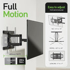 Heavy Duty Dual Arm Articulating TV Wall Mount Bracket for Hisense U76 QLED 100U76N 100 Inch TV - Tilt & Swivel with Reduced Glare