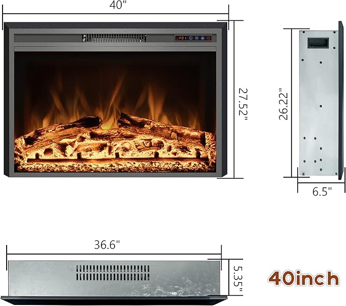 Trim Kit for 40" W x 27.5" H Electric Fireplace Inserts