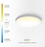 ASD LED 12" Round Flush Mount Ceiling Light Fixture, Low Profile Surface Lighting | 5CCT, Dimmable, Ultra-Thin, ETL Listed | 24W 2000LM 2700-6000K 100-277V | Kitchen, Bedroom, Hallway Lamp | White