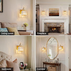 BBLLWJ Modern Wall Sconces Set of Two Gold Wall Sconces Indoor Wall Lamp Crystal Wall Light Wall Mounted Room Sconce Wall Lighting Bathroom Vanity Light Fixtures