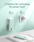 VEGER Portable Charger with Built-in AC Plug and Cables, All in One 10000mAh Ultra Slim Power Bank Travel Essentials, 15W Fast Charging Battery Pack Compatible with iPhone, Samsung, Android (Green)