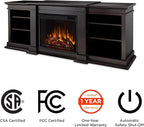 Real Flame Fresno 72" TV Stand with Electric Fireplace Dark Walnut, Entertainment Center with Electric Fireplace, Living Room TV Stand with Fireplace, fits up to 70" TV