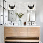 WINSHEN Bathroom Vanity Light with Globe Seeded Glass 2-Lights Industrial Black Wall Sconce Lighting for Foyer Hallway