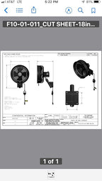 HydroMist Oscillating Wall Mounted Outdoor-Rated Fan, 3-Speed Cord Control, Hard Resin Mold-Resistant Fan Blade with Mounting Bracket and Black Vinyl Cover, Very Quiet Running, 18”, Dark Brown