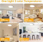 RLEDPZTX Led Flush Mount Ceiling Light,9 Inch 18w 1860lm,3000k/4000k/6000k 3CCT Selectable, Round Modern Flat Panel Super Slim Led Ceiling Light,for Living Dining Kitchen Bedroom Room (6Pack-White)
