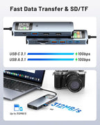 Laptop Docking Station Dual Monitor， 12-in-1 USB C Docking Station with Smart LCD Display, 2 HDMI Ports+100W PD+10Gbps USB-C/A+2.5G Ethernet+SD/TF,Docking Station for Dell/HP/Lenovo Laptop