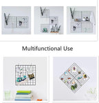 Feadily 4 Pack Metal Grid Wall Board, Photos & Pictures Display Board, DIY Home & Office Wall Decor, 13.8 Inch 13.8 Inch (Black)