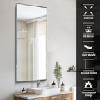CILIBER Beveled Mirror, 24x60 Large Frameless Beveled Bathroom Mirrors for Wall, Upgraded Shatterproof Rectangle Vanity Mirror with Beveled Edge for Bathroom, Bedroom, Living Room and Entryway