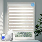 COOLWINDS Motorized Zebra Blinds for Windows Cordless Electric Curtains with Remote Control Blackout Shades Custom Smart Blinds Compatible with Alexa Google Home(Light Filtering Beige,W37 X 72in)