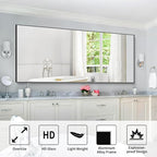 30x72inch Bathroom Mirror, Black Rectangle Mirror with Thin Frame, Large Rectangular Wall Mirrors for Bathroom, Living Roomm, Hair Salon, Big Farmehouse Mirror Hang Horizontal/Vertical