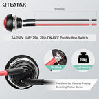 QTEATAK 1/2"(12mm) Pre-Wired Mounting Hole On/Off Red Mini Round Waterproof Momentary Push Button Switch JF-33B -2Pack
