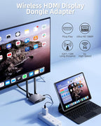 Wireless HDMI Display Dongle Adapter, Wireless Transmitter, 4K Decoding 5G/2.4G Dual-Band Stable Transmission, Plug & Play for Video and Audio from Smartphone to Projector/Monitor/HDTV