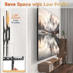 PUTORSEN 37-140'' Heavy Duty TV Wall Mount, up to 275lbs, Low Profile Fixed TV Wall Mount, with Quick Lock and Release, Max VESA 1200 x 800mm, Fits 16"/18"/24" Stud, Flush Slim Design