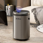 MRBIN Stainless Steel Adsorption Motion Sensor Trash Can Removable, 18L / 4.8gal Automatic Absorbing Bag Lidded Garbage Bin with Wheels, Waste Basket for Kitchen, Bathroom, Eclipse Grey