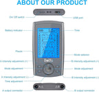 Belifu Dual Channel TENS EMS Unit 24 Modes Muscle Stimulator for Pain Relief Therapy, Electronic Pulse Massager Muscle Massager with 10 Pads, Dust-Proof Drawstring Storage Bag, Fastening Cable Ties
