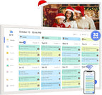 32" Digital Calendar Chore-Chart for-Wall-Planner - Interactive Touchscreen Display Electronic Calendar Picture Frame, Star Reward, Sync Google iCloud Outlook Calendar, Gifts for Mom, Wall Mount White