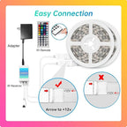 CHARKEE LED Lights for Bedroom 50 ft, Color Changing LED Strip Lights with 44-Key Remote, 12 Volt RGB SMD5050 Tape Lighting for Bedroom, Room Decor, Indoor,IG,TikTok,DIY(44key Remote)