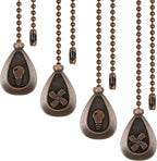 Patelai 4 Pieces Ceiling Fan Pull Chain Extender Ornament 12 Inch Ceiling Pull Chain Extension Classic Drop Shaped Pendant Beaded Ball Cord for Fan light lamp decorative with Connector(Red Bronze)