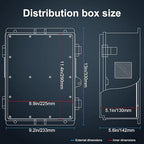 Namunanee Outdoor Electrical Junction Box, ABS Water Resistant Enclosure with Internal Mounting Panel & Hinged Cover (13" H* 9.2" L* 4.6" W & Outlet)