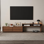 YQJJGL Solid Wood TV Stand for TVs up to 65 Inch， Walnut TV Stand with Storage and Shelf for Living Room, Bedroom, Office