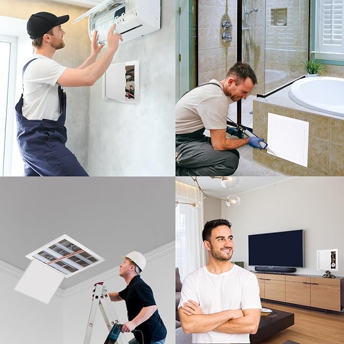 Morvat Access Panel 8x8 Inch for Drywall & Ceiling with Door, Heavy-Duty Durable ABS Plastic & Easy Install Access Box, Wall Hole Cover Plate for Plumbing & Electrical Cables & Wiring, White