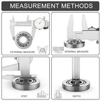 HDLNKAK Dial Caliper 0-6"/150mm Dual Reading Scale, Inch/Metric SAE Standard, Stainless Steel Caliper Measuring Tool Accurate to 0.001”/ 0.02 mm, Silver