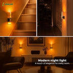 L LOHAS LED Night Light, Amber Candle Night Lights Plug into Wall,2 Pack 0-100 LM Dimmable Nightlight, Plug in Acrylic Diamond Night Light with Dusk to Dawn Sensor, for Bathroom Hallway