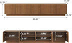 86.61" Mid-Century Modern TV Stand, Walnut Entertainment Center with 4 Doors & Adjustable Shelves, Large Wooden Media Console Cabinet for Living Room & Bedroom, Sturdy & Easy Assembly，Walnut