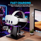 Charging Dock for Meta Quest 3S, Quest 3, 2 or Pro，RGB Charging Vertical Stand，Accessories with Brightness Adjustment and 14 Light Effects Adjustment, Type-C Charging Port
