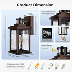 VIANIS Motion Sensor Outside Lights for House, Oil-Rubbed Bronze Porch Lights Outdoor with Tempered Ripple Glass, Aluminum Waterproof Outdoor Light Fixtures Wall Mount for Garage, Garden, Entrance