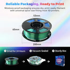 FLASHFORGE Silk Dual Color Filament, Blue and Green 2 in 1 Coextrusion Silk PLA Filament 1.75mm, 3D Printer Filament Color Change 1kg(2.2lbs) Spool, Dimensional Accuracy +/- 0.02mm