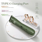 Bikini Trimmer for Women, Flyant 2 in 1 Electric Shaver for Women, Pubic Hair Trimmer Waterproof IPX7 with LED, Bikini Razor for Leg Arm Underarm Bikini Area, Christmas Gifts for Her - Dark Green