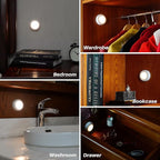 STAR-SPANGLED 3 Pack 2.8” Motion Sensor Lights Indoor AAA Battery Operated, Stick on LED Puck Light for Stairs, Under Cabinet, Closet, Warm White