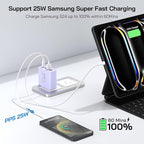 2Pack USB C Fast Charger Block, Total 60W 5-Port USB C Wall Charger 30W Type C Charging Block, 2USB C+3USB A PD 3.0 Multiport Charging Cube for iPhone 17 16 15 14 Pro Max, G-alaxy S25 S24 Ultra, i Pad