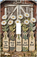 Bvtewkhz Rustic Daisy Barn Door Flowers 1 Gang Single Toggle Decorative Light Switch Covers Electrical Faceplate Switch Plates for Bathroom Kitchen Home