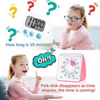 TimeLumi 60-Minute Visual Timer for Kids, Time Management Tool Study Classroom Timer, Home Edition Silent Countdown Timer for Toddler, Teachers and Adults (Pink)