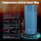 Temperature Control Heated Coffee Mug Smart Self Heating Travel Mug 12 Oz App Controlled Warmer Mug 4-10 Hour LED Display Keep Coffee Hot Fast Wireless Charger Base Lake Blue