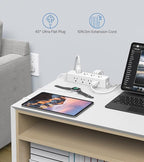 30W USB C Power Strip Surge Protector,4 Side 12 Outlets Desk Power Strip with Ultra Thin Flat Plug,PD Fast Charing,2 USB-C,2 USB-A(USB Total 40W),10ft Flat Extension Cord with Multiple Outlets,1200J