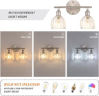 Shenmoyl Bathroom Light Fixtures, 2-Light Vanity Wall Light Over Mirror with Clear Tulip Glass Shade for Bedroom Living Room (Bulb Not Included), Satin Nickel