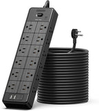 24 Widely Outlets Extension Cord 25 Ft NTONPOWER Long Extension Cord Surge Protector with 4 USB Ports(2 USB C),15A/1875W Power Strips with Surge Protection 4000J, Wall Mount Holes for Home, Office