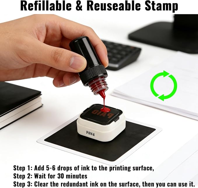 3-in-1 Paid Cash/Paid Check/Paid Credit Stamps in Full for Office, Pre Inked & Self Inking Rubber Finance Stamp Hand for Efficient Bookkeeping, Ordering, Accounting Work Business Management
