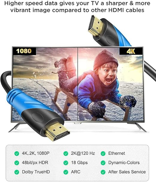 4K HDMI 100 FT Cable (HDMI 2.0,18Gbps) Ultra High Speed Gold Plated Connectors,Ethernet HDMI Cord, 4K@60HZ 2K 1080P 3D ARC Compatible with UHD TV Monitor Laptop Xbox PS4/PS5 ect(30m)