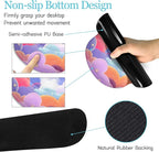 LIMKRIAN Purple Mouse Pad Large Desk Mat Set, Kawaii Clouds Ergonomic Mouse Pad with Wrist Rest Keyboard Wrist Support XXL Mousepad Cup Coaster Set, Cute Purple Office Desk Accessories Decor Supplies