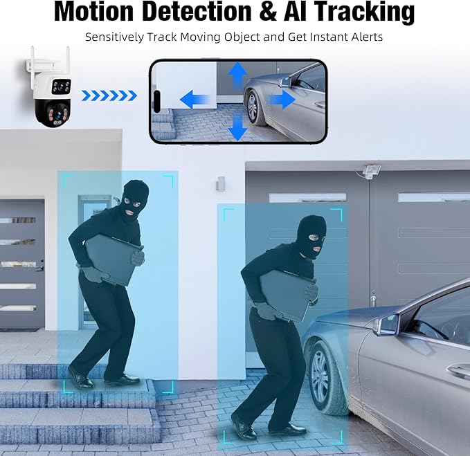 Fuers Wireless WiFi Security Camera System, 8CH HD NVR Kit, 4Pcs 5MP CCTV Home Dual Lens Security Camera System for Indoor/Outdoor Use, Night Vision, Waterproof, Motion Detection, 500G Hard Drive