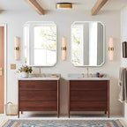 White Bathroom Vanity Mirror for Over Sink 30" x 40" Modern Rounded Corner Rectangle Wall Mirror Decorative with Non-Rusting Iron Metal Framed (Horizontal/Vertical)